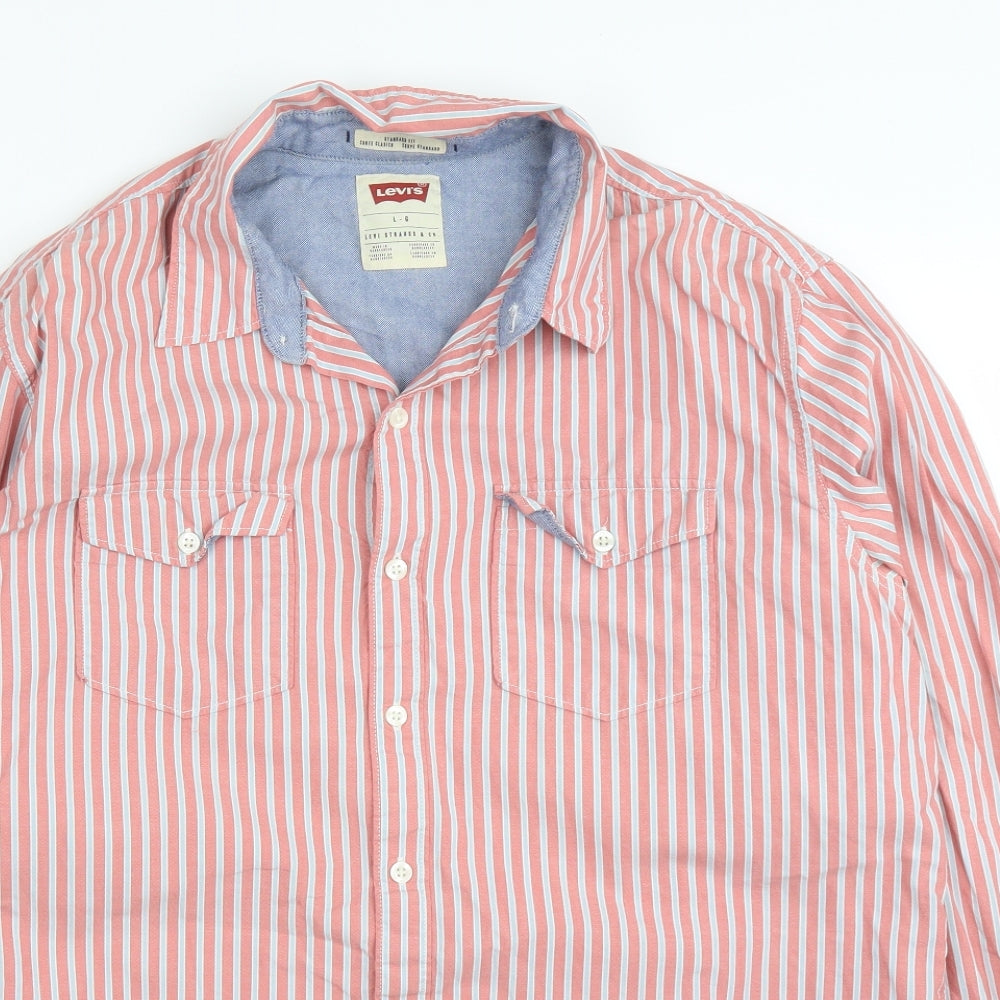 Levi's Mens Pink Striped   Button-Up Size L