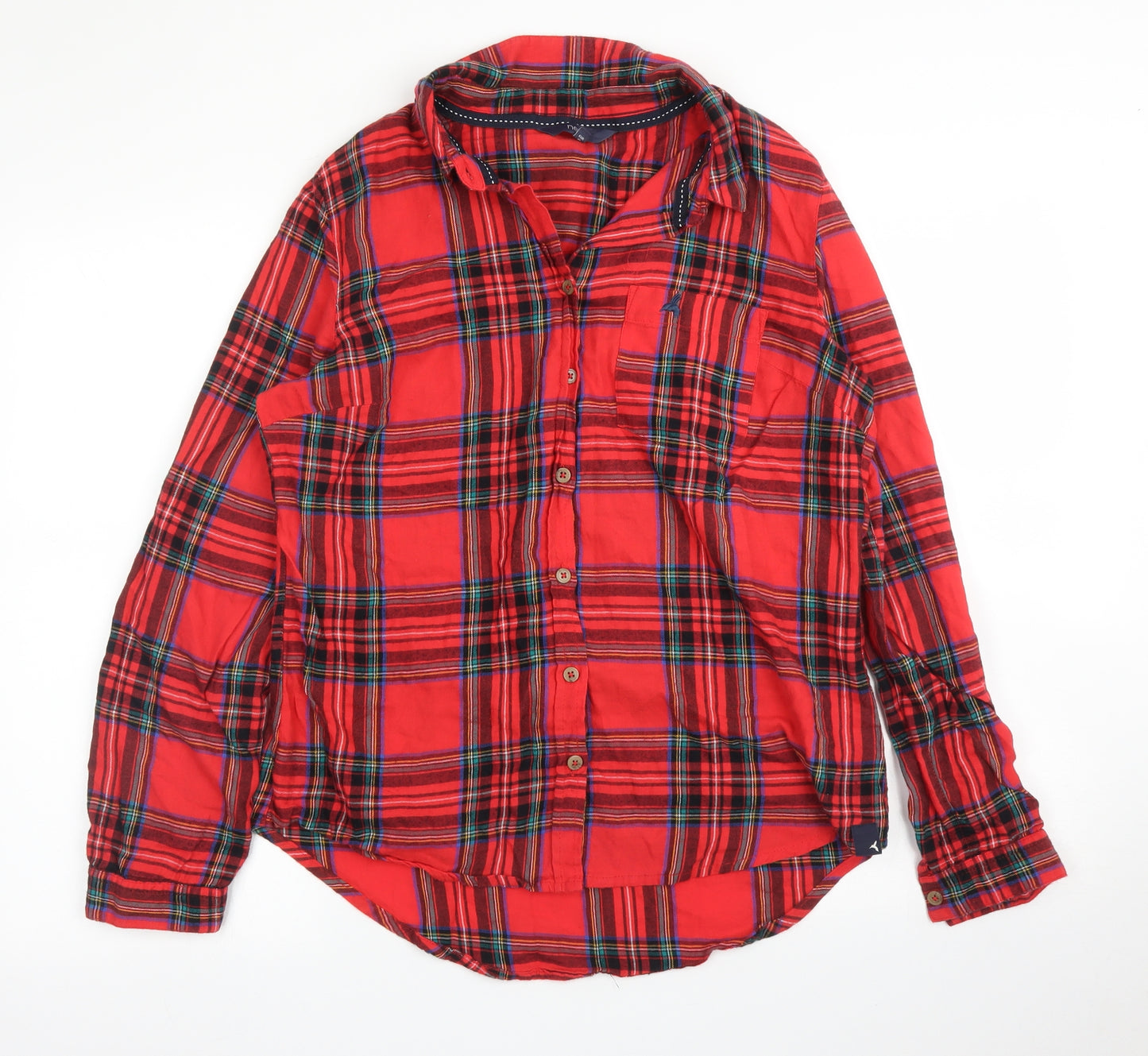 NEXT Womens Red Plaid  Basic Button-Up Size 12