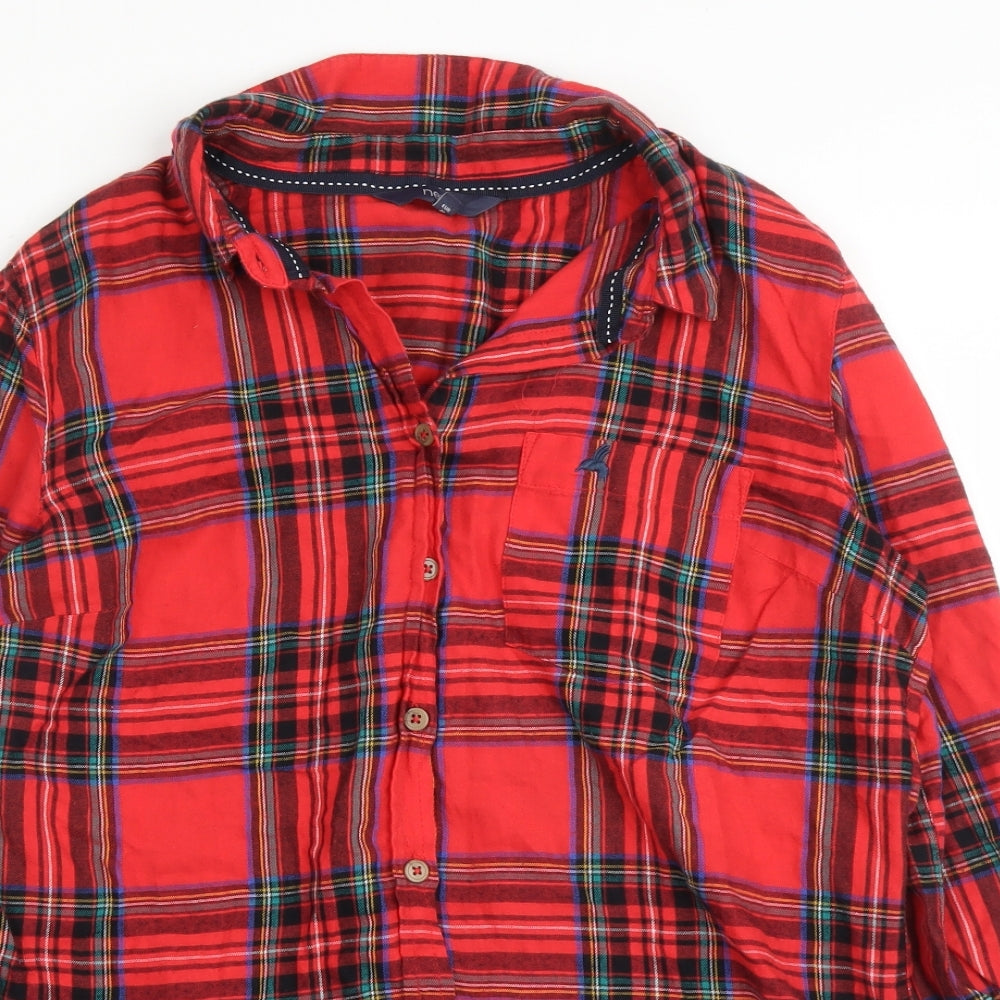 NEXT Womens Red Plaid  Basic Button-Up Size 12
