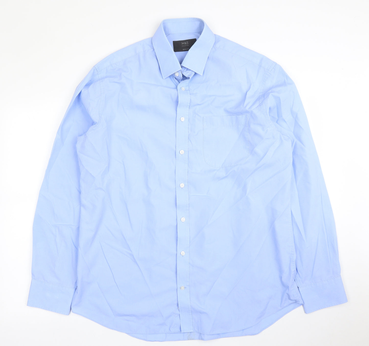 M&S Mens Blue    Button-Up Size 16.5