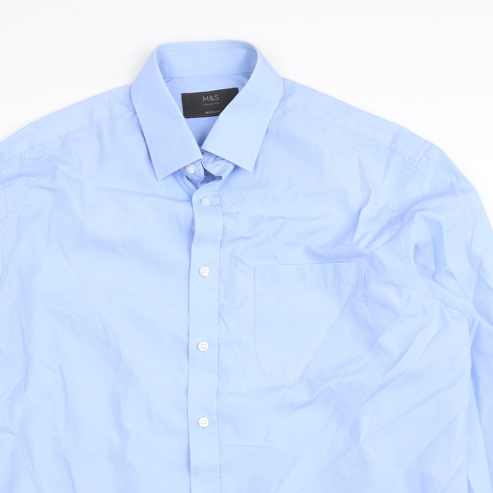 M&S Mens Blue    Button-Up Size 16.5
