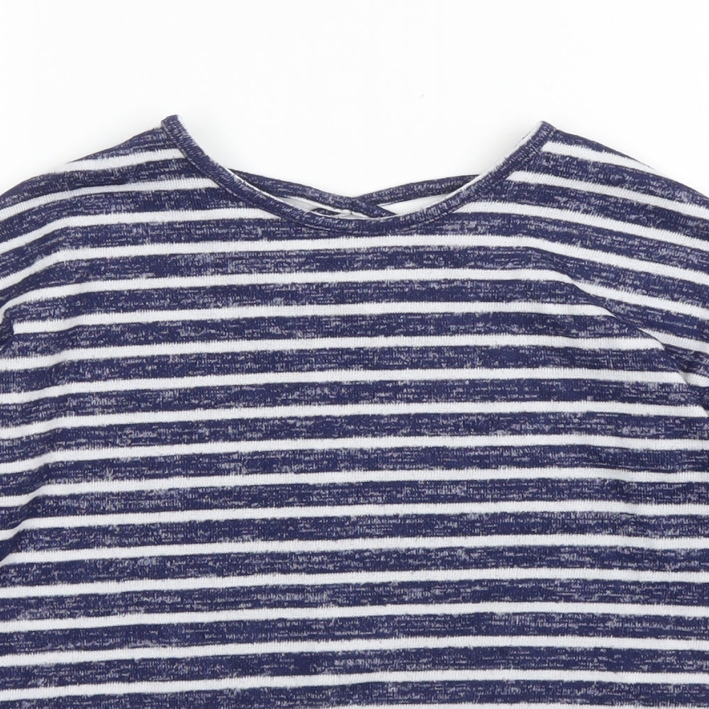 Primark Girls Blue Striped  Basic T-Shirt Size 9 Years