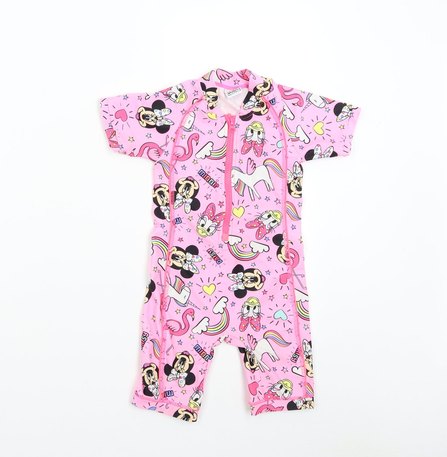 Disney Girls Pink   Playsuit One-Piece Size 2-3 Years  - Minnie Mouse Unicorn Swinsuit
