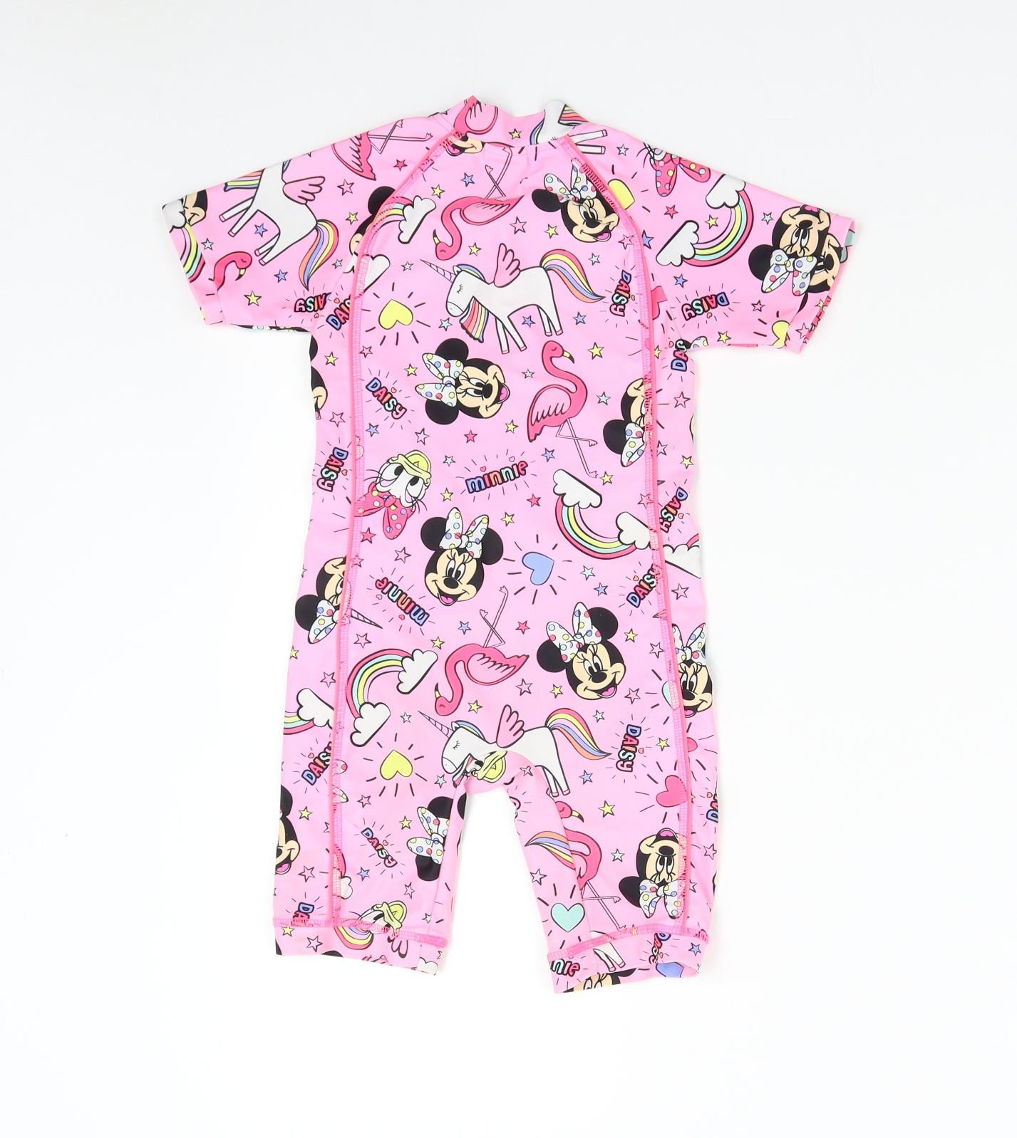 Disney Girls Pink   Playsuit One-Piece Size 2-3 Years  - Minnie Mouse Unicorn Swinsuit