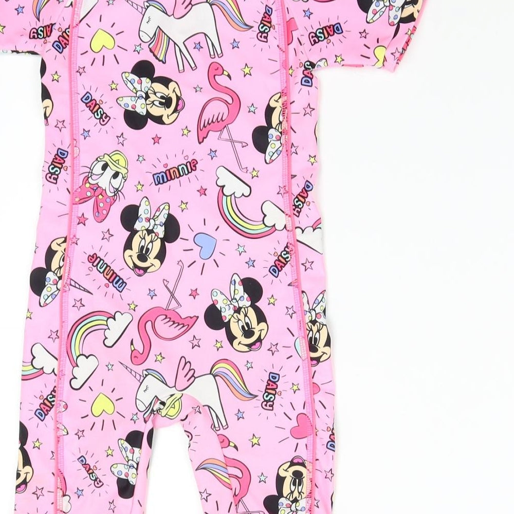 Disney Girls Pink   Playsuit One-Piece Size 2-3 Years  - Minnie Mouse Unicorn Swinsuit