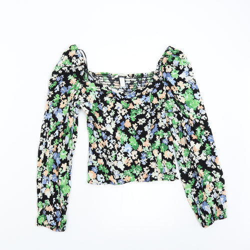 H&M Womens Green Floral  Basic Blouse Size 12