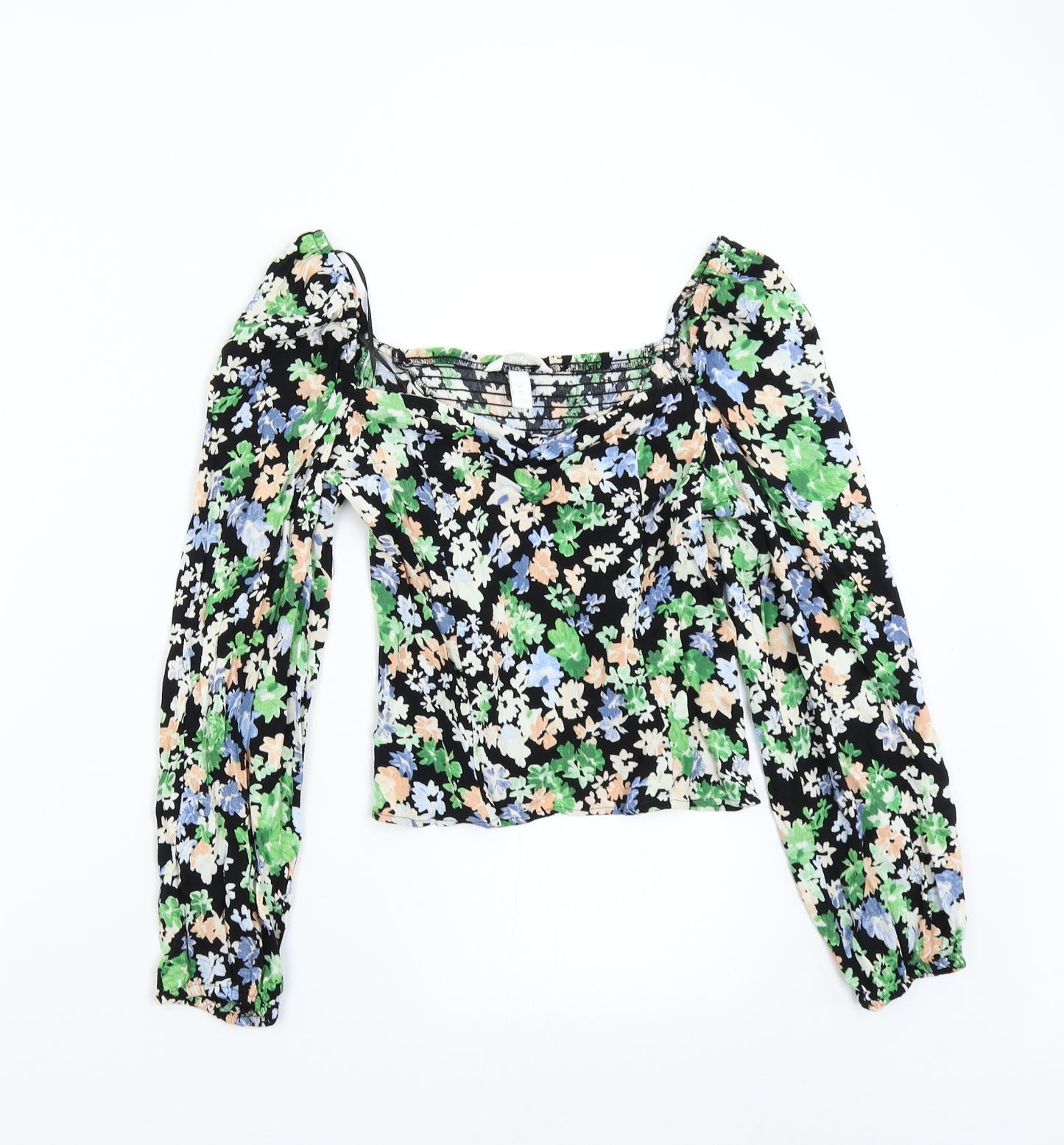 H&M Womens Green Floral  Basic Blouse Size 12