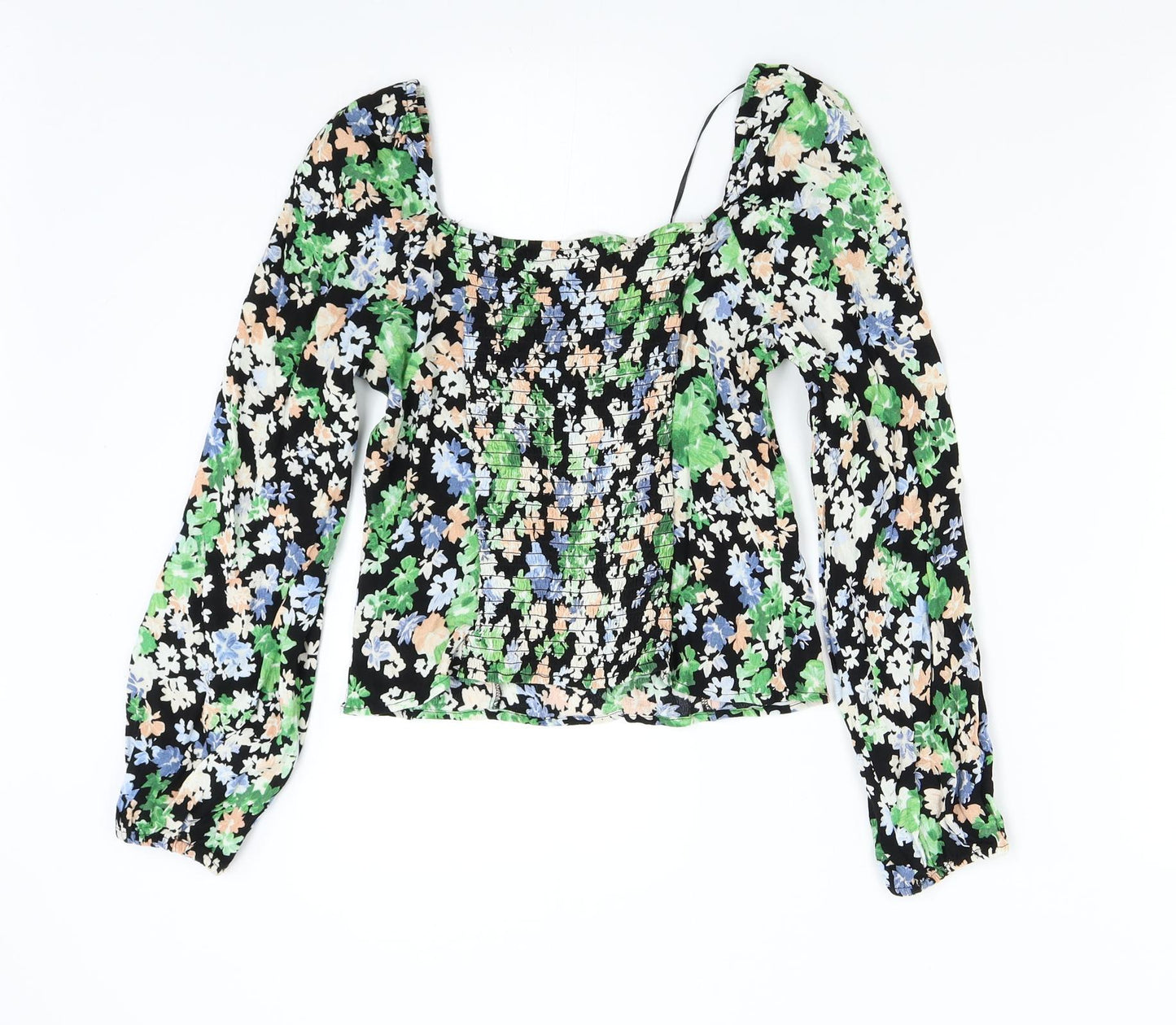 H&M Womens Green Floral  Basic Blouse Size 12