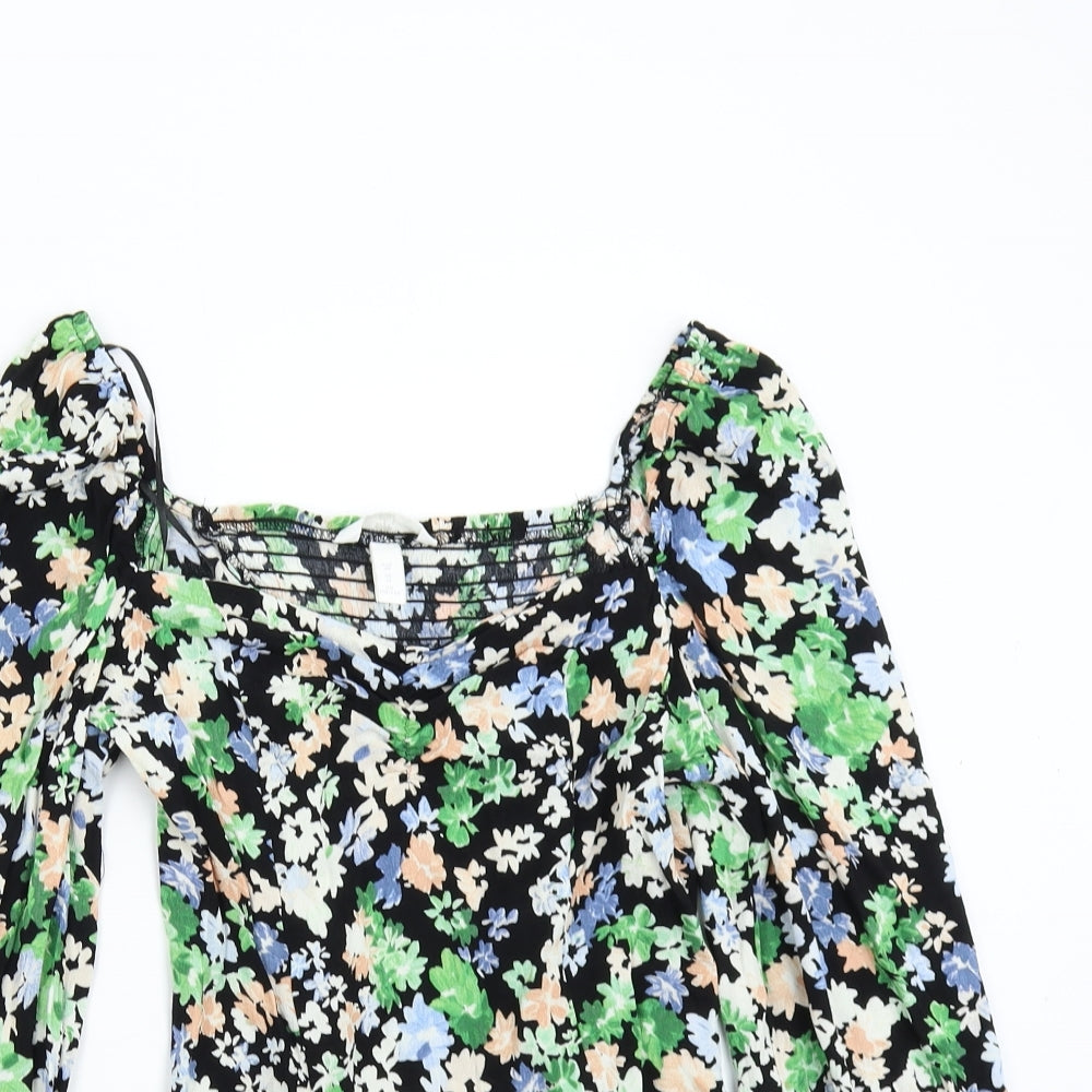H&M Womens Green Floral  Basic Blouse Size 12