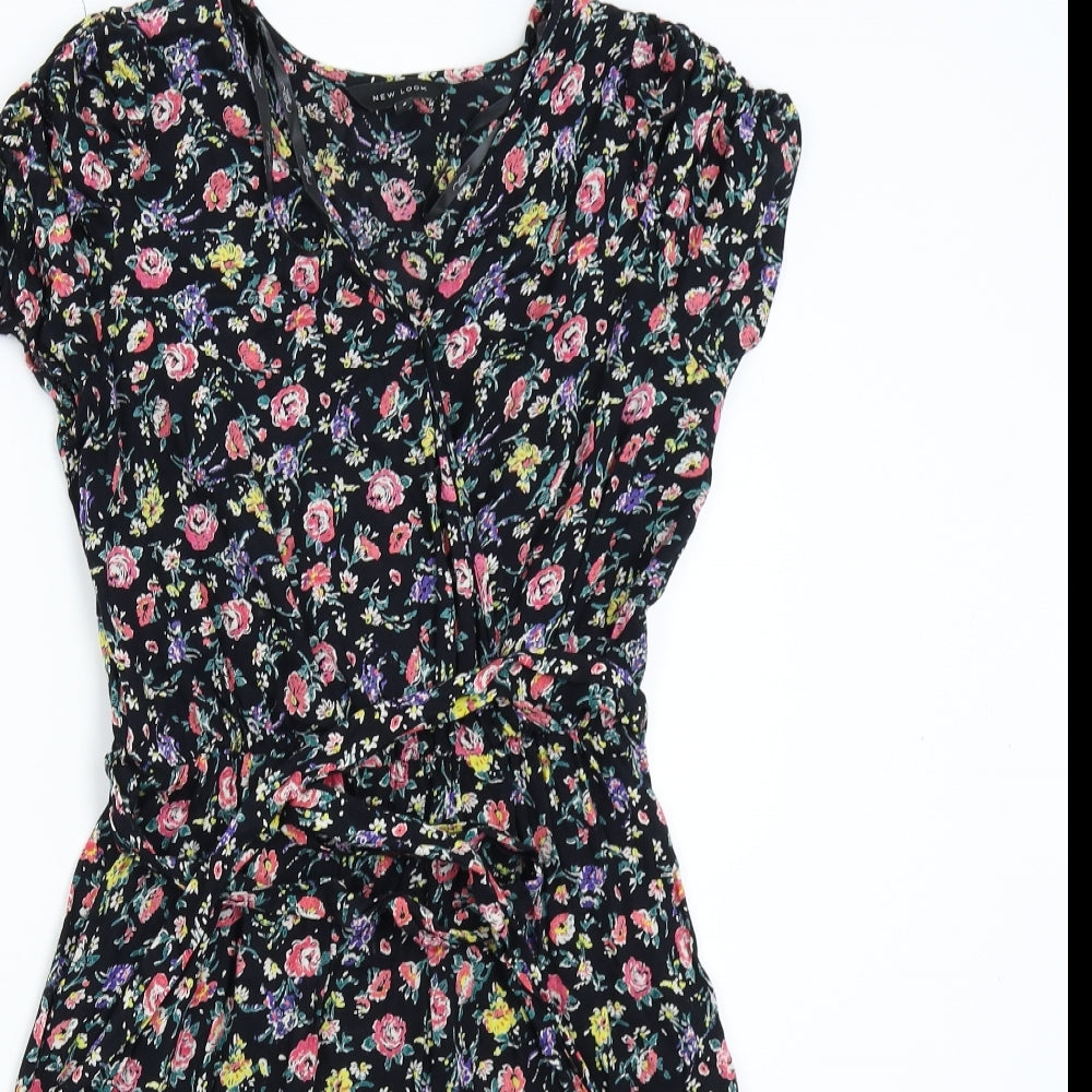 New Look Womens Black Floral  Slip Dress  Size 8
