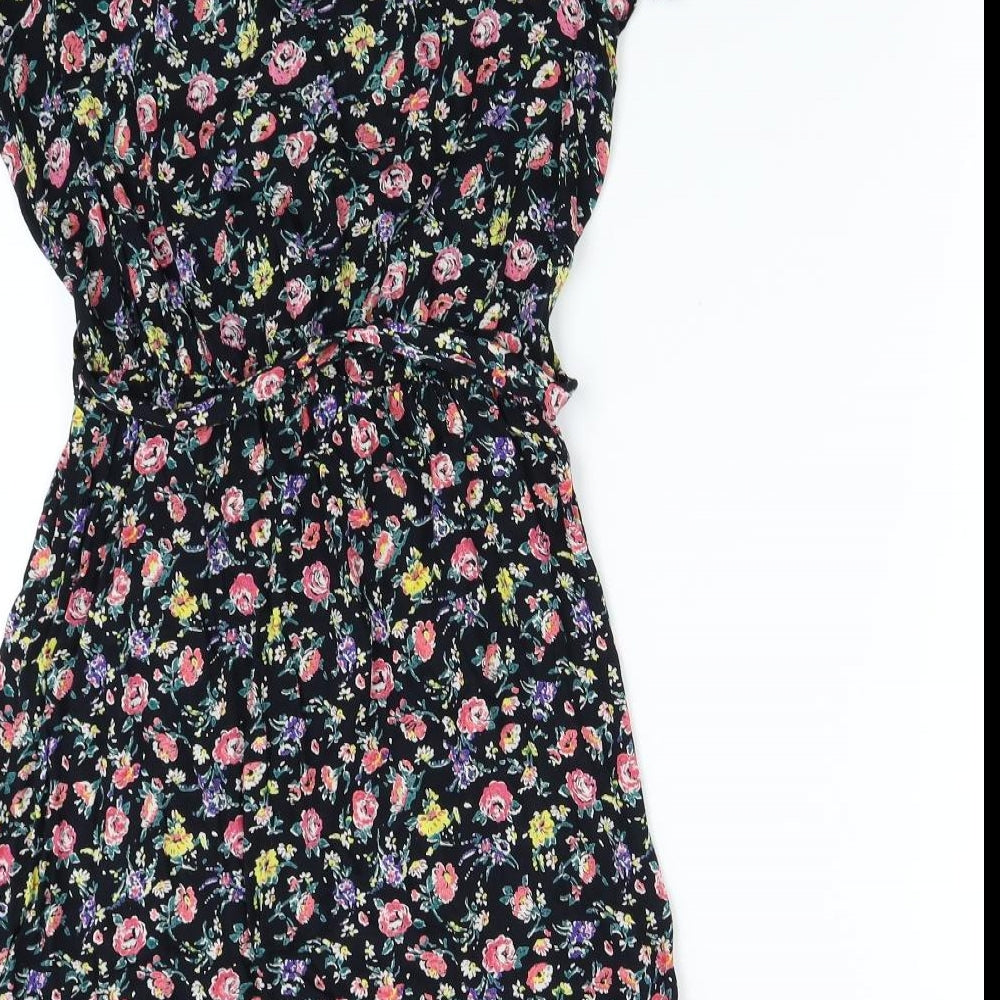 New Look Womens Black Floral  Slip Dress  Size 8