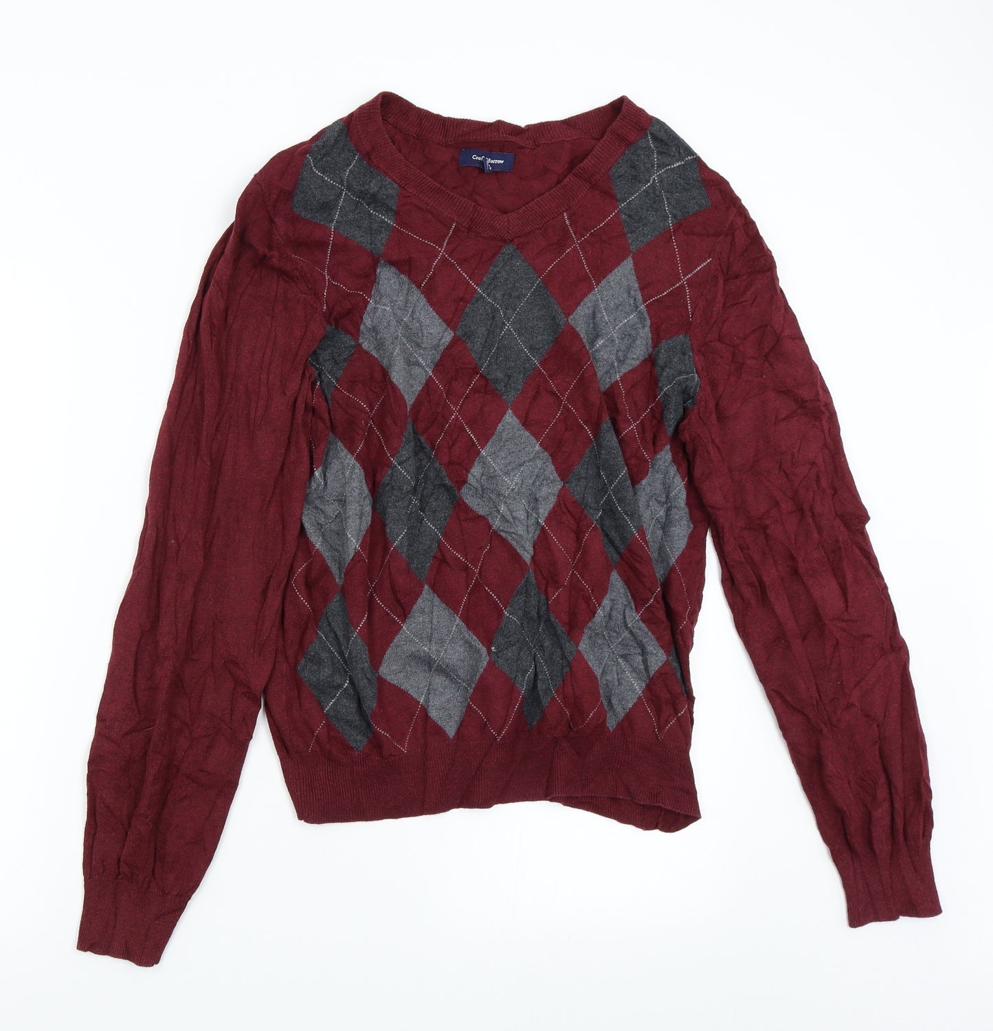 Croft & Barrow Mens Red Argyle/Diamond Knit Pullover Jumper Size M