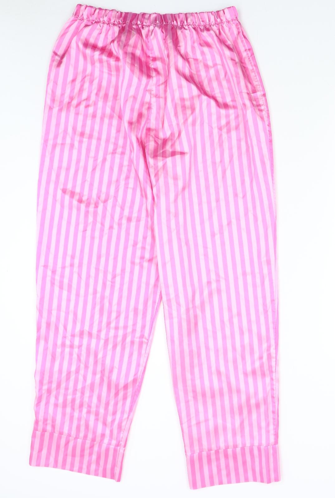 Boohoo Womens Pink Striped   Pyjama Pants Size 12