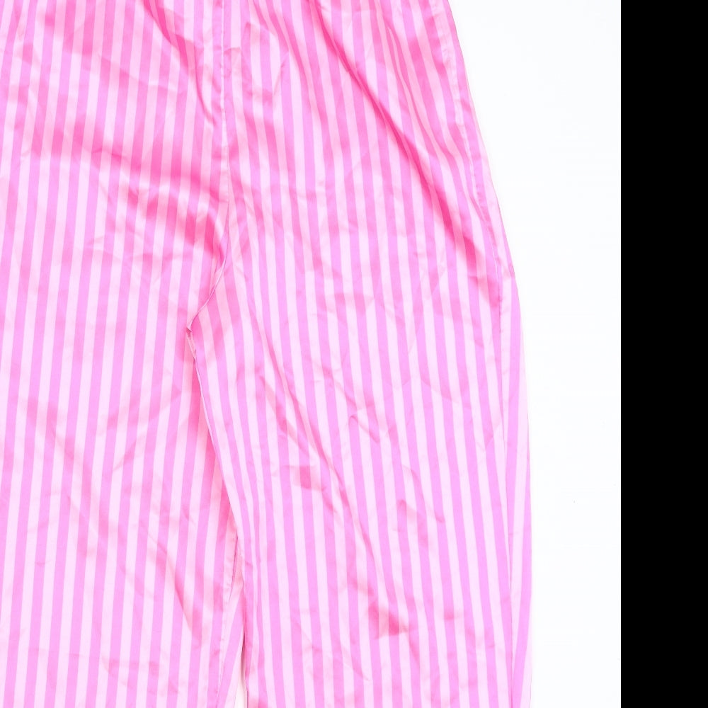 Boohoo Womens Pink Striped   Pyjama Pants Size 12