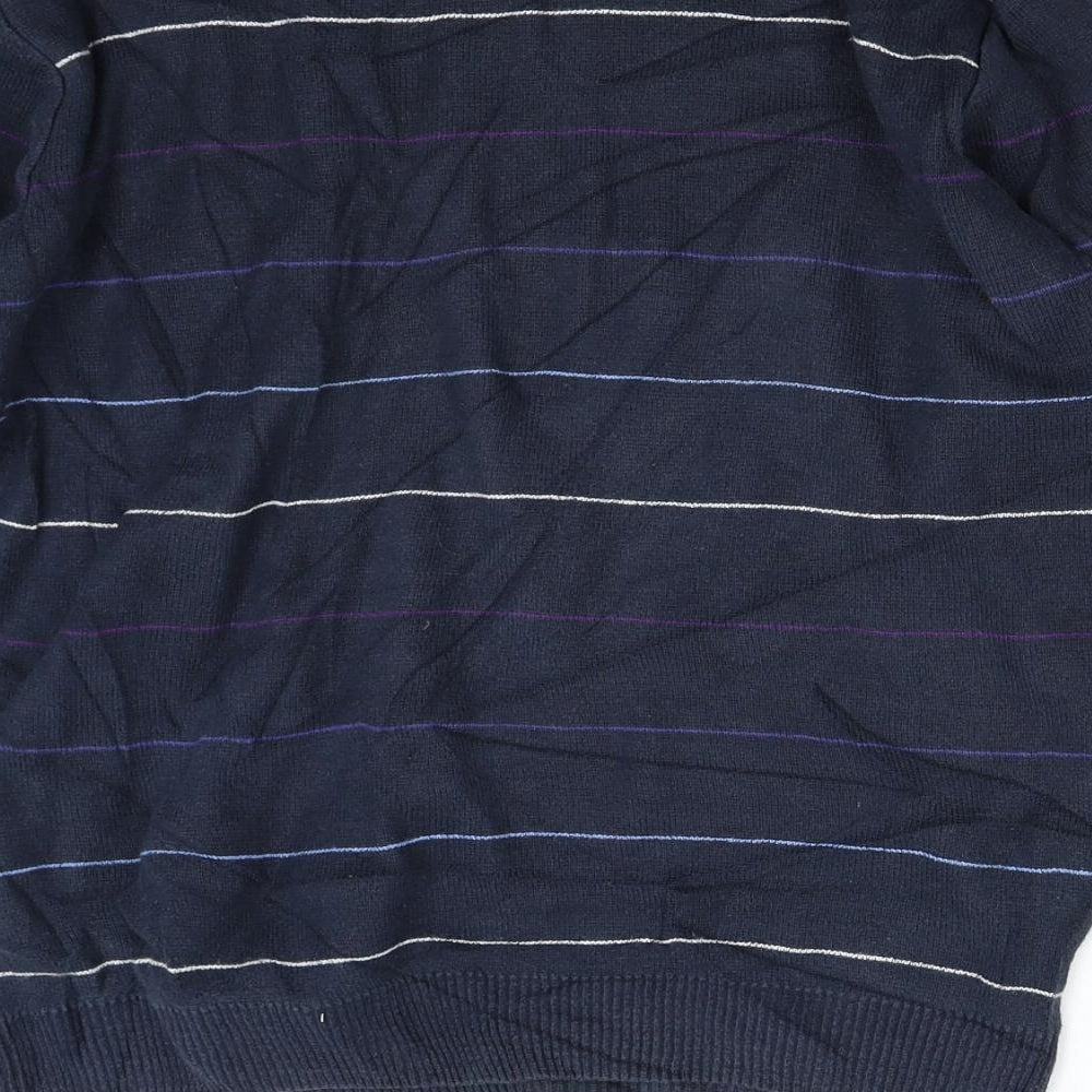 Lacoste Mens Blue Striped Knit Pullover Jumper Size L