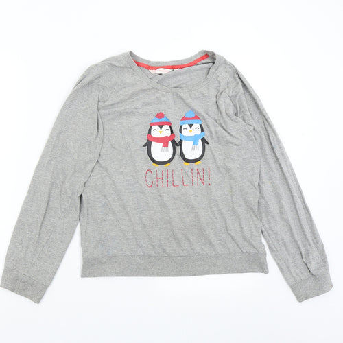 Forever Dreams Womens Grey Solid  Top Pyjama Top Size L  - Penguin