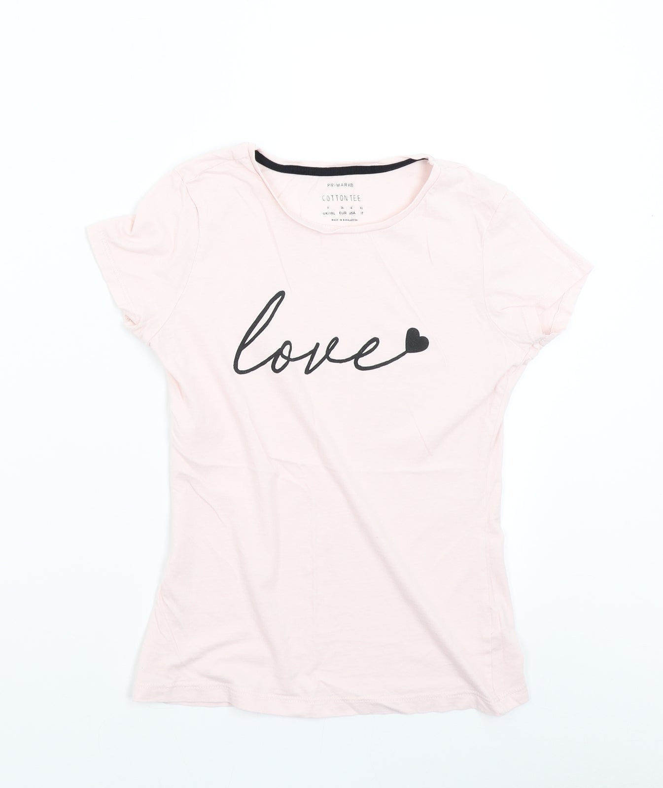 Primark Womens Pink   Basic T-Shirt Size 8  - Love