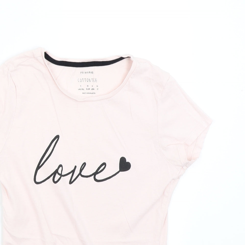 Primark Womens Pink   Basic T-Shirt Size 8  - Love