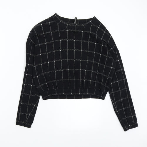 H&M Womens Black Check  Pullover Sweatshirt Size XS