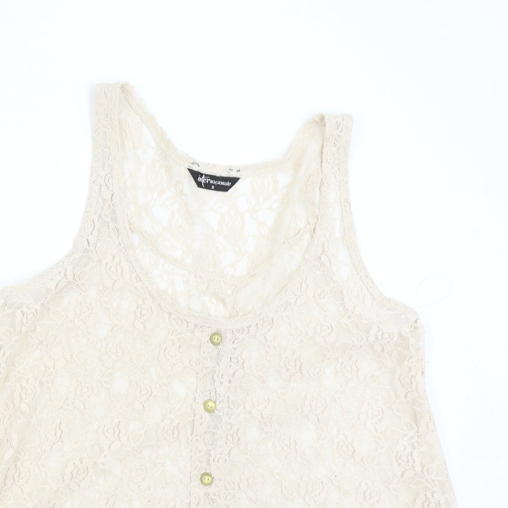 Internacional Womens Beige  Lace Camisole Tank Size 8