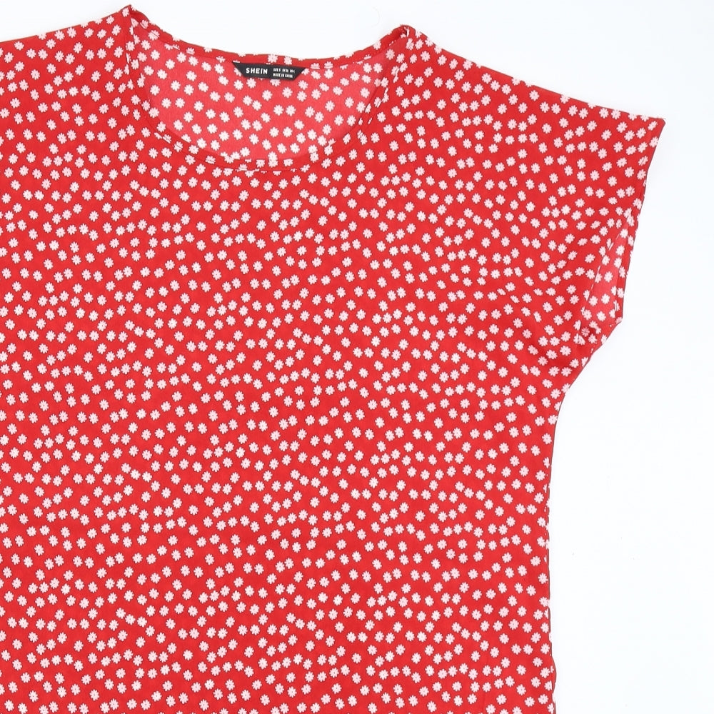SheIn Womens Red Floral  Slip Dress  Size 8