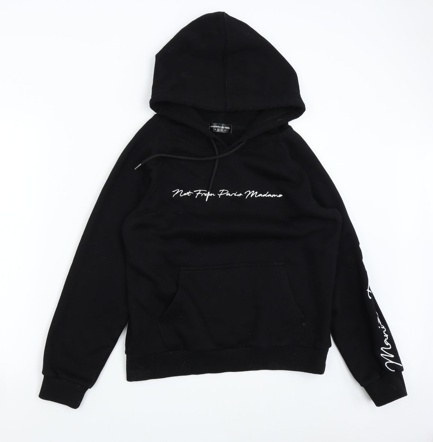 Maniere De Voir Womens Black   Pullover Hoodie Size 8