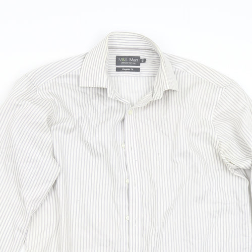 M&S Mens Multicoloured Striped   Button-Up Size 15