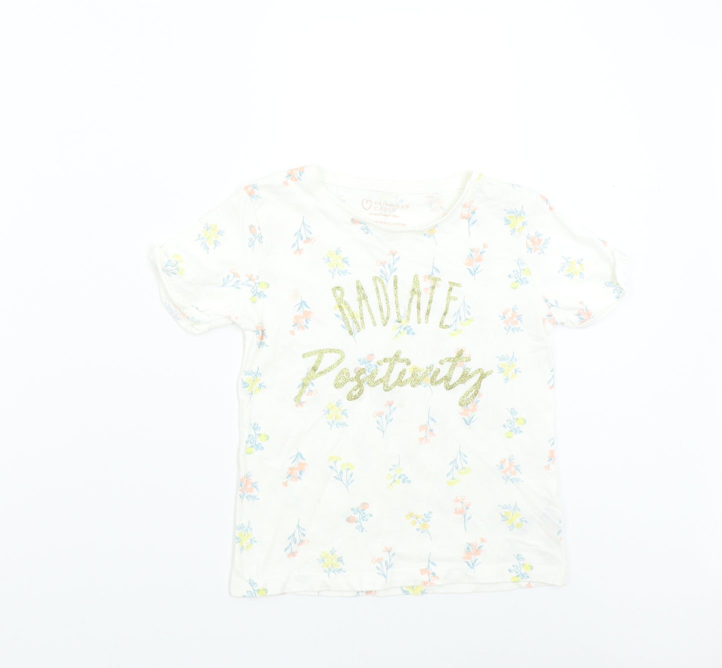 Primark Girls Multicoloured Floral  Basic T-Shirt Size 8-9 Years  - Positivity
