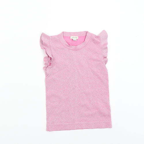 River Island Girls Pink  Knit Pullover Jumper Size 9-10 Years