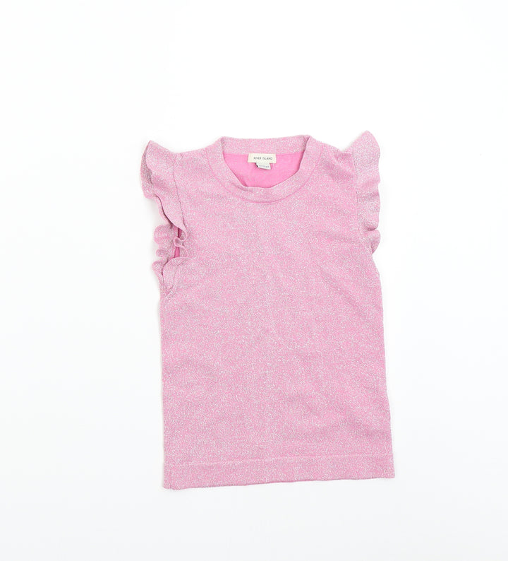 River Island Girls Pink  Knit Pullover Jumper Size 9-10 Years