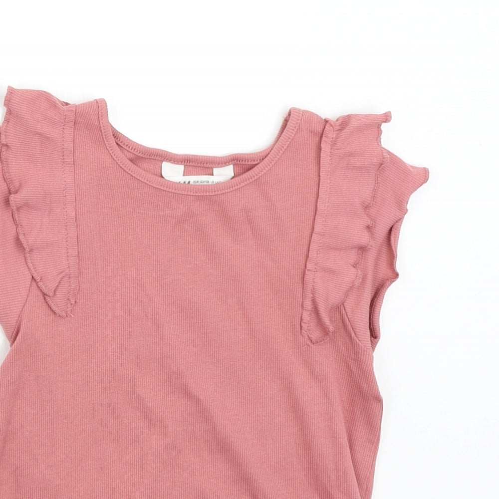 H&M Girls Pink   Basic T-Shirt Size 6-7 Years