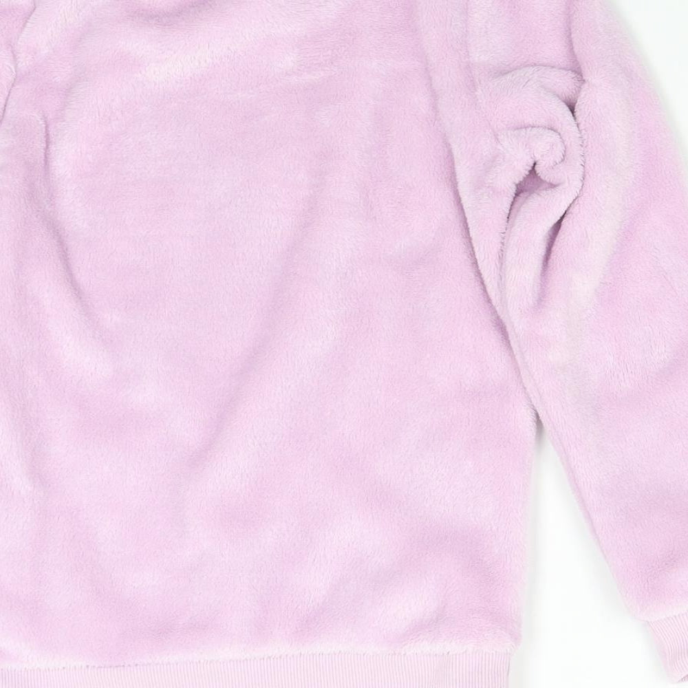 H&M Girls Pink Solid Fleece  Pyjama Top Size 7-8 Years  - Star