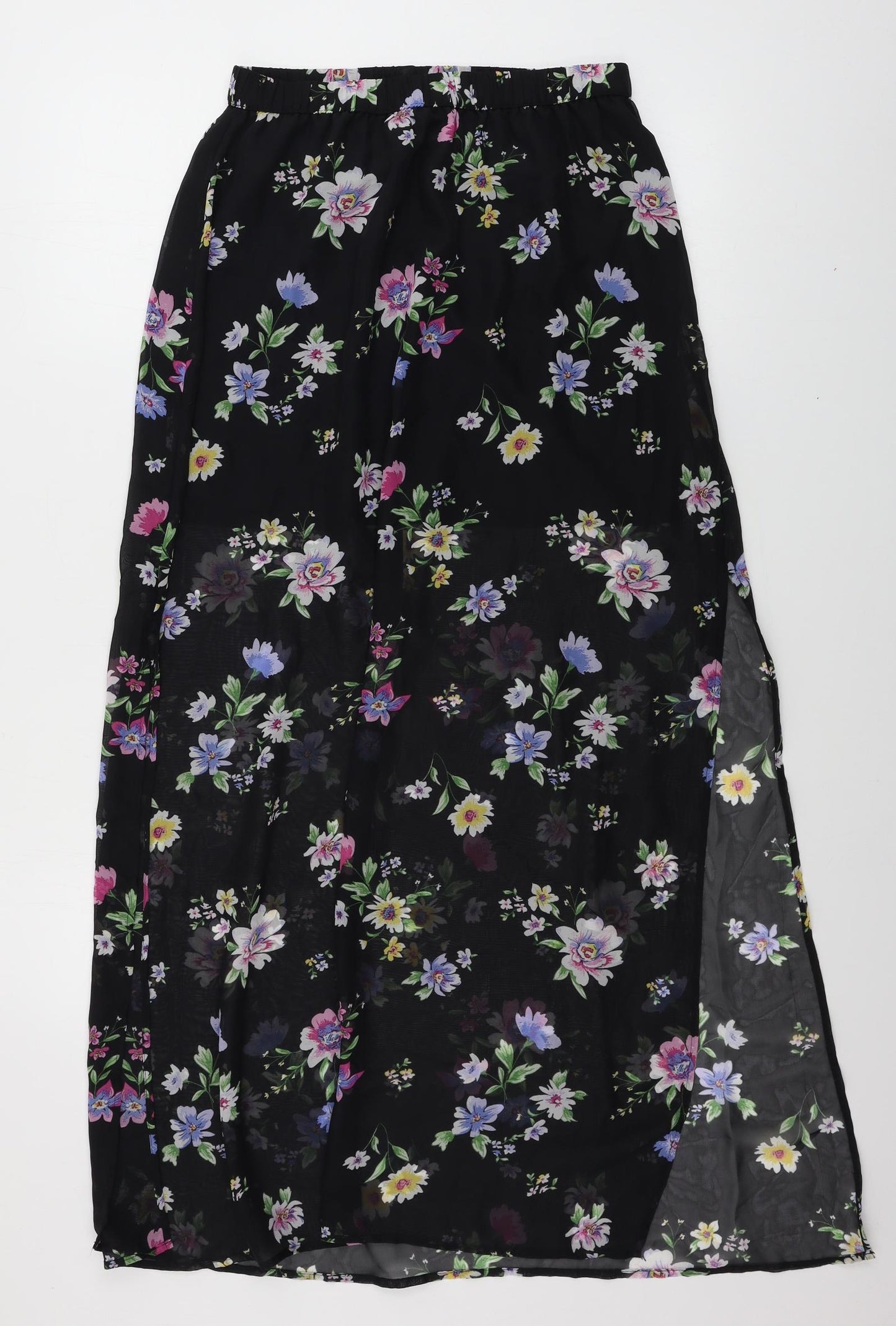 H&M  Womens Black Floral  A-Line Skirt Size M