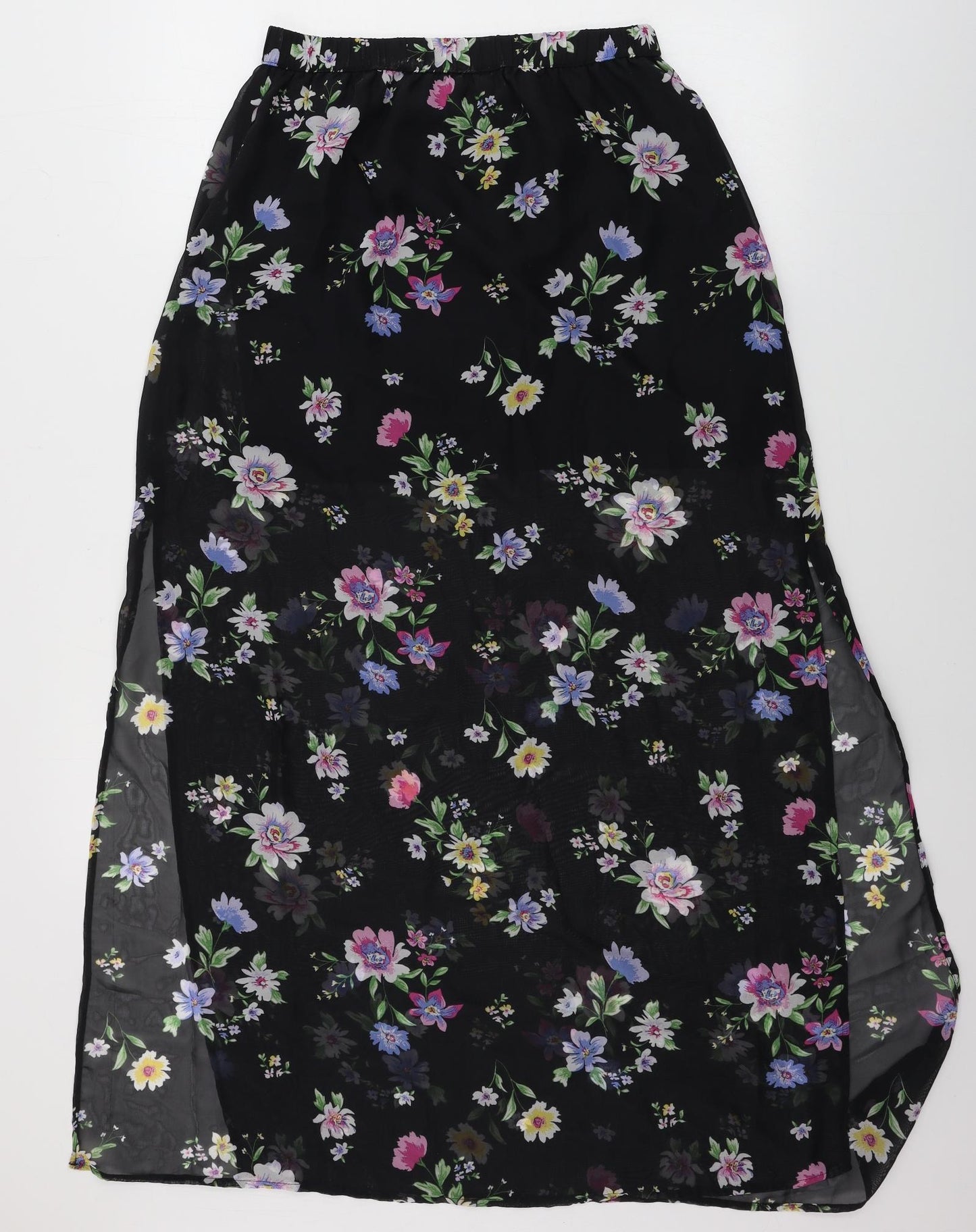 H&M  Womens Black Floral  A-Line Skirt Size M