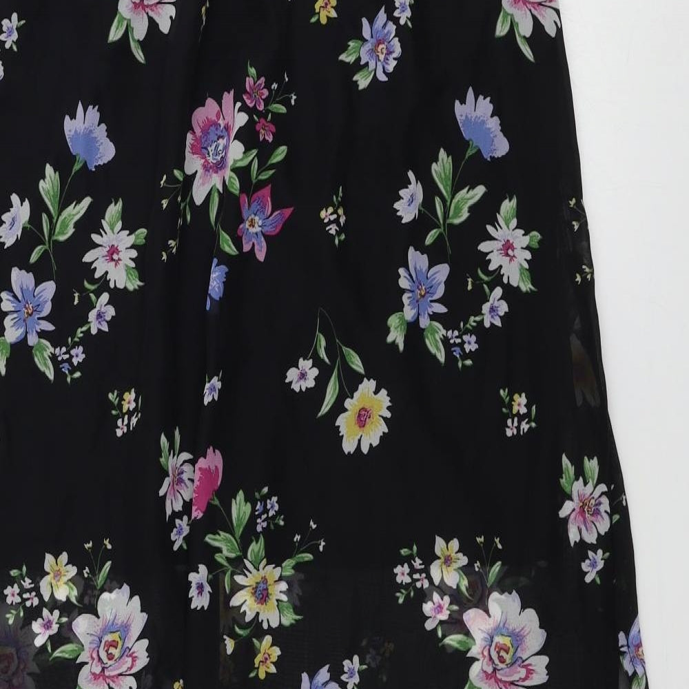 H&M  Womens Black Floral  A-Line Skirt Size M