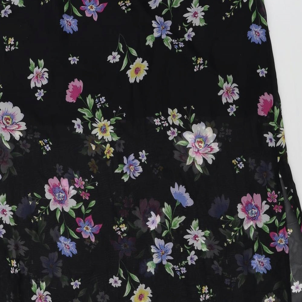 H&M  Womens Black Floral  A-Line Skirt Size M