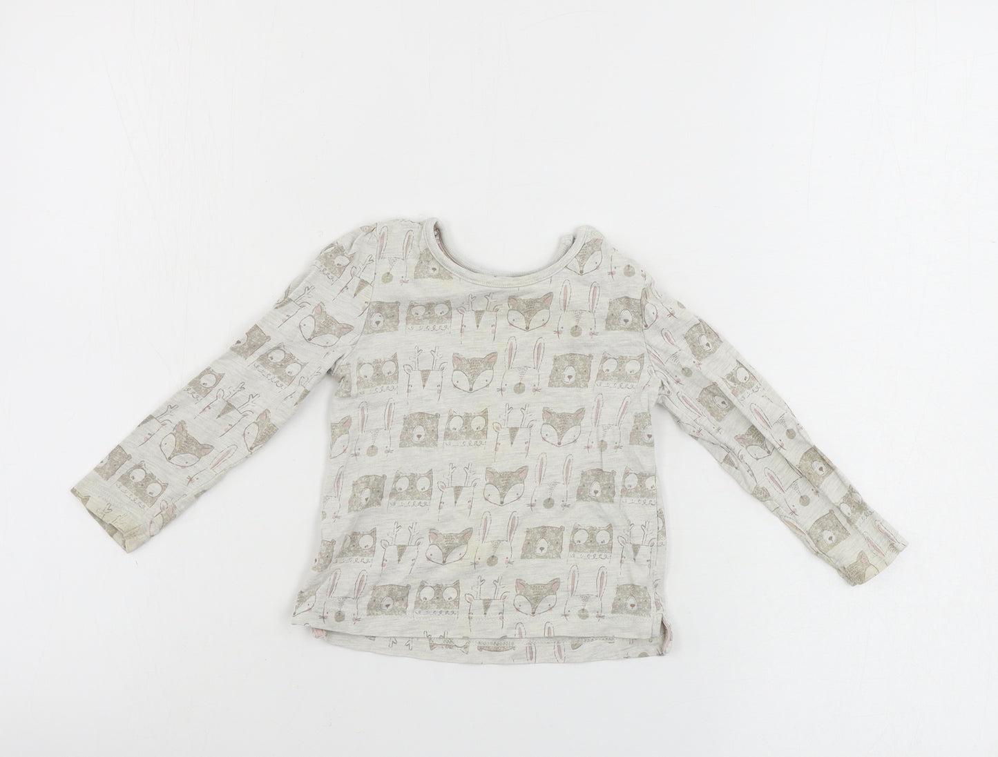 TU Girls Grey Animal Print  Basic T-Shirt Size 9-12 Months