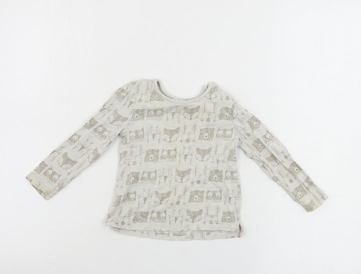 TU Girls Grey Animal Print  Basic T-Shirt Size 9-12 Months