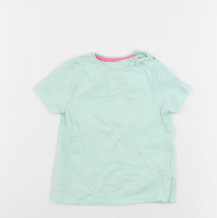 F&F Girls Green Basic T-Shirt Size 9-12 Months