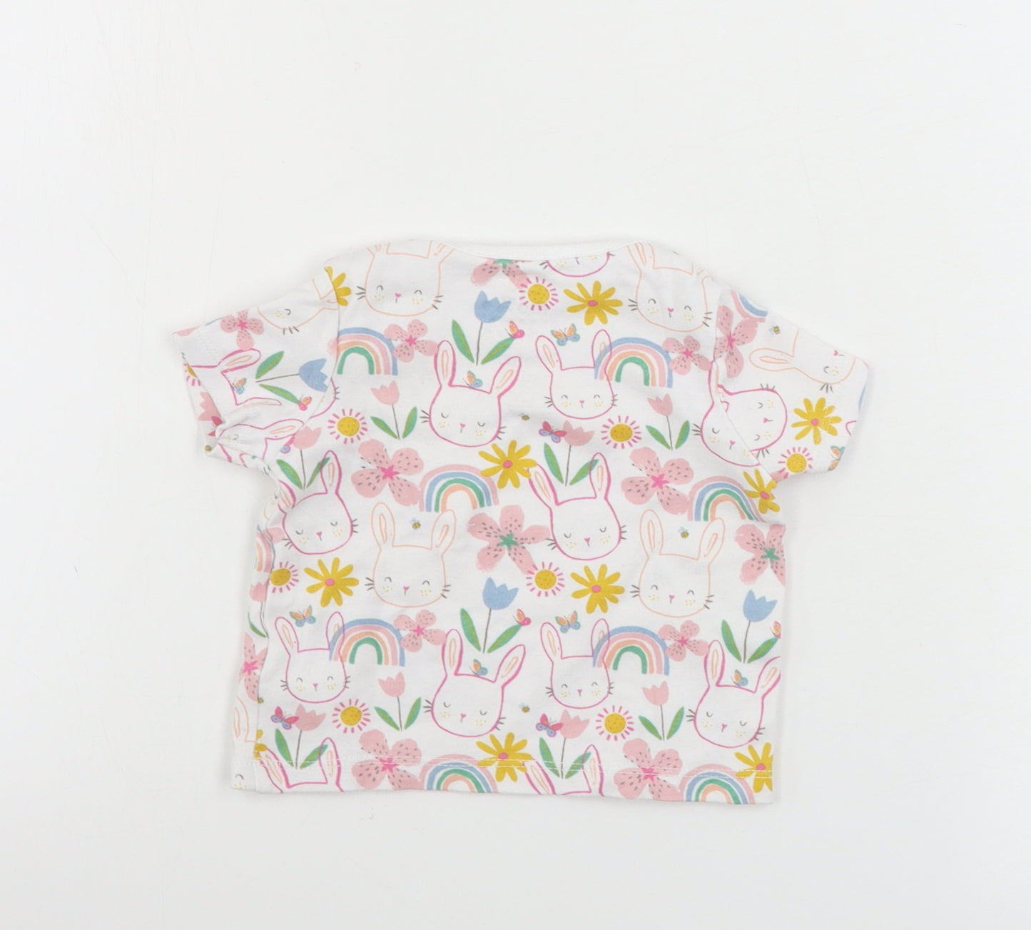 F&F  Girls White Animal Print  Basic T-Shirt Size 3-6 Months