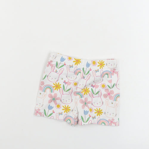 F&F  Girls White Animal Print  Cropped Trousers Size 3-6 Months
