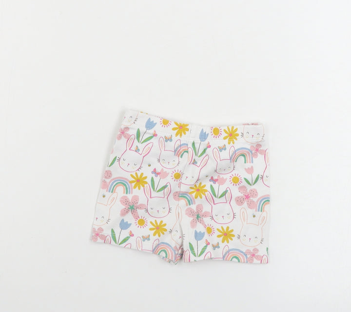 F&F Girls White Animal Print Cropped Trousers Size 3-6 Months