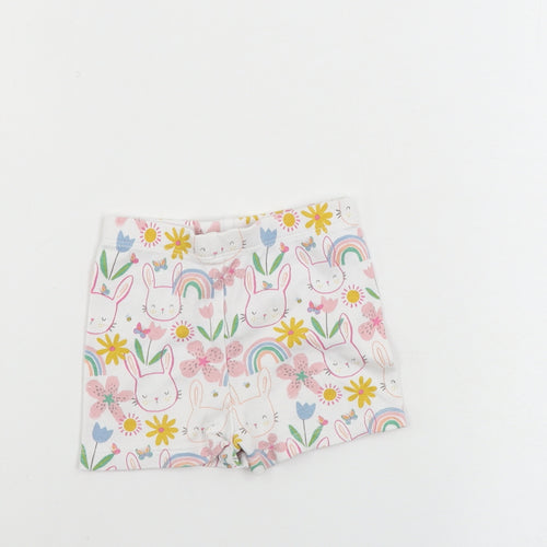 F&F  Girls White Animal Print  Cropped Trousers Size 3-6 Months