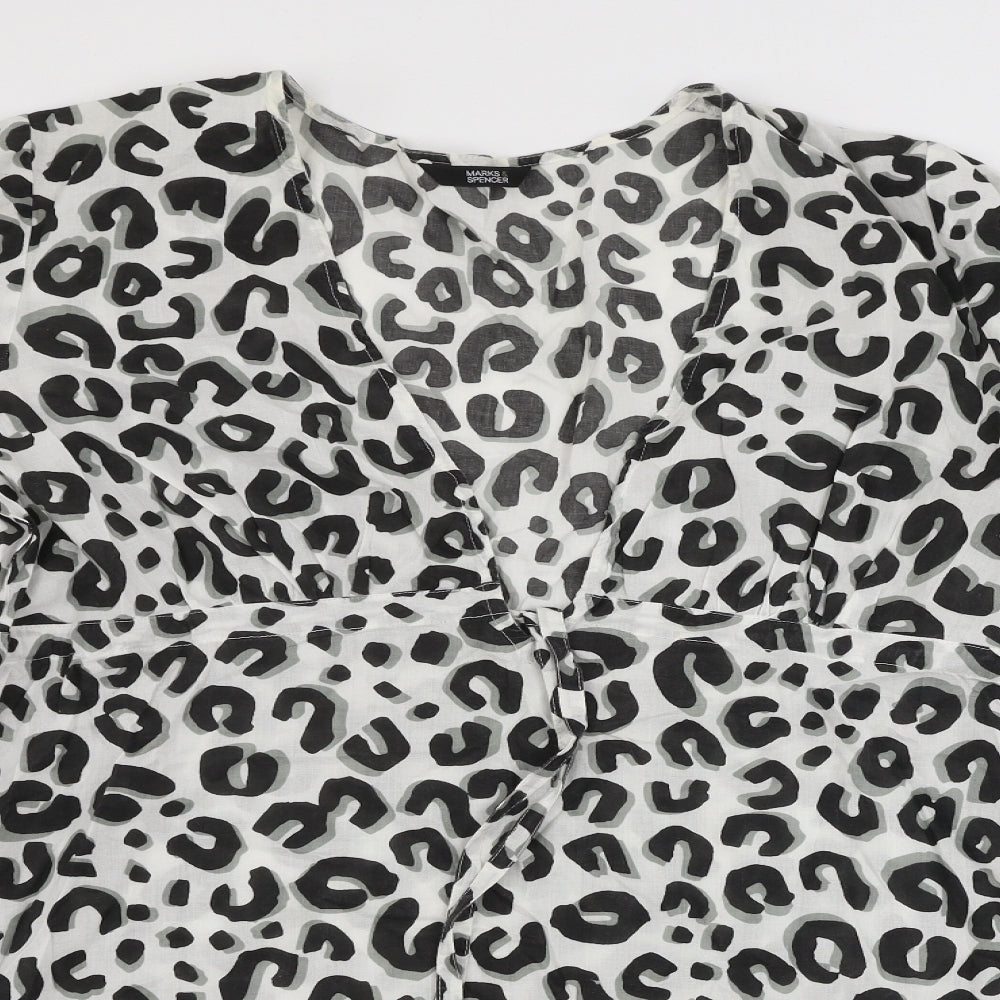 Marks and Spencer  Womens White Animal Print  Basic Blouse Size 12
