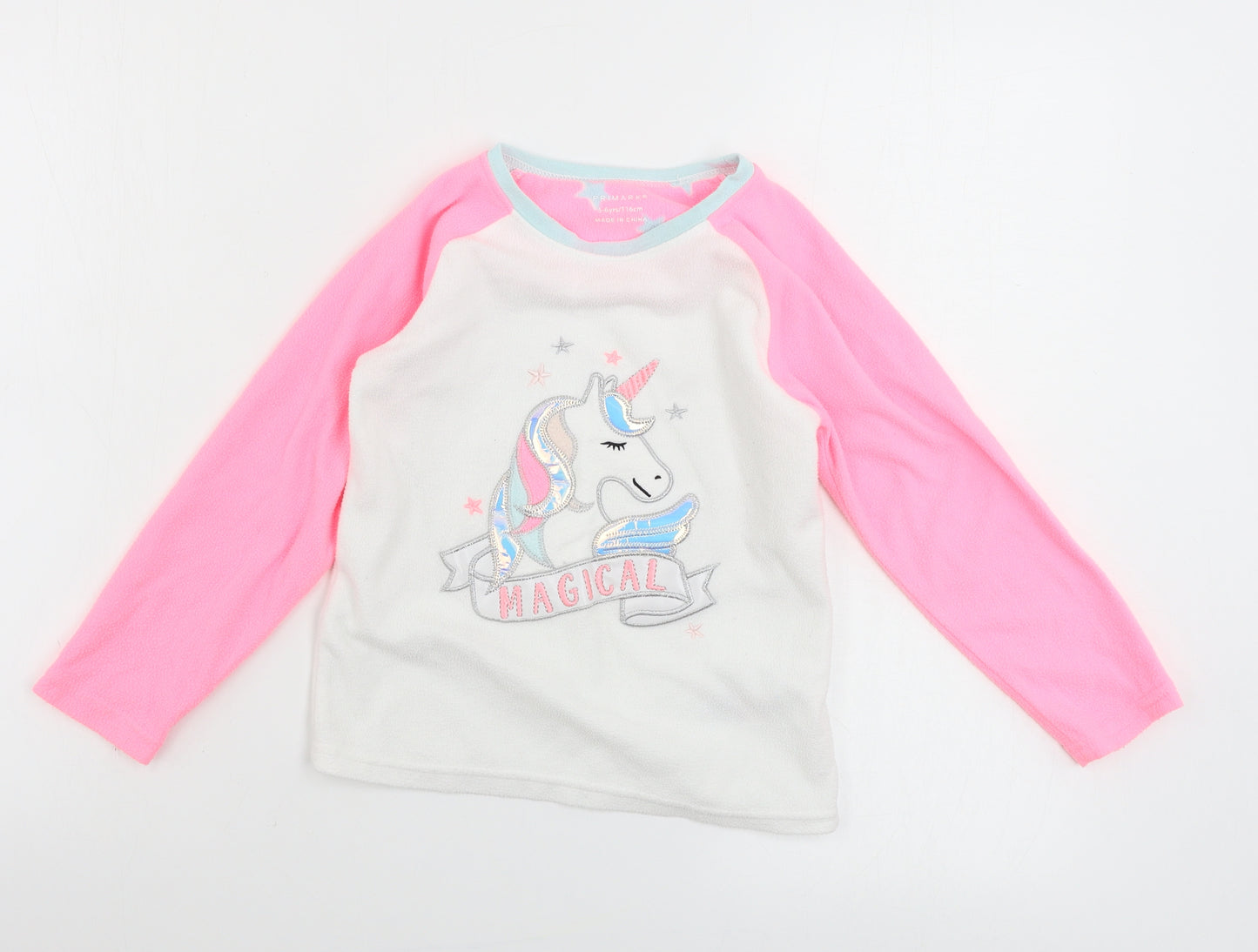 Primark  Girls White   Pullover Jumper Size 5-6 Years  - unicorn print