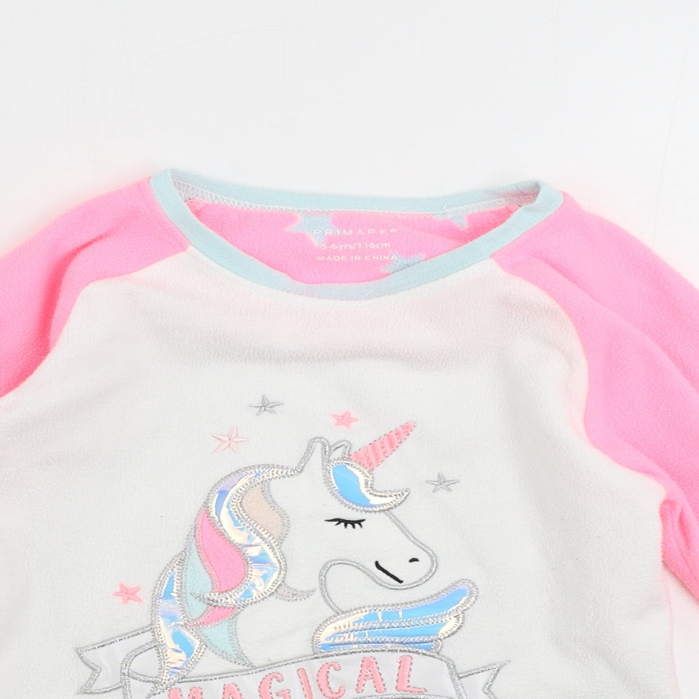 Primark  Girls White   Pullover Jumper Size 5-6 Years  - unicorn print