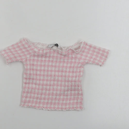Primark  Girls White Striped  Cropped T-Shirt Size 5-6 Years