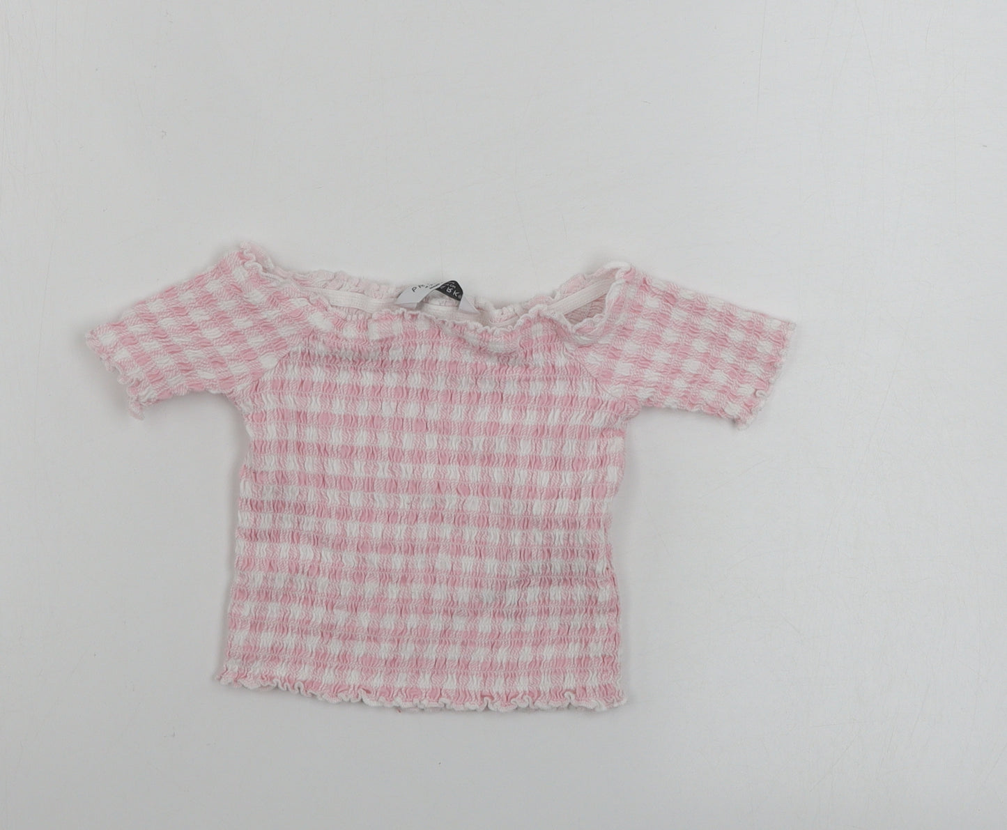 Primark  Girls White Striped  Cropped T-Shirt Size 5-6 Years