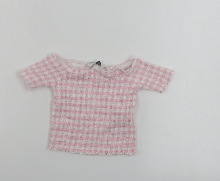 Primark  Girls White Striped  Cropped T-Shirt Size 5-6 Years