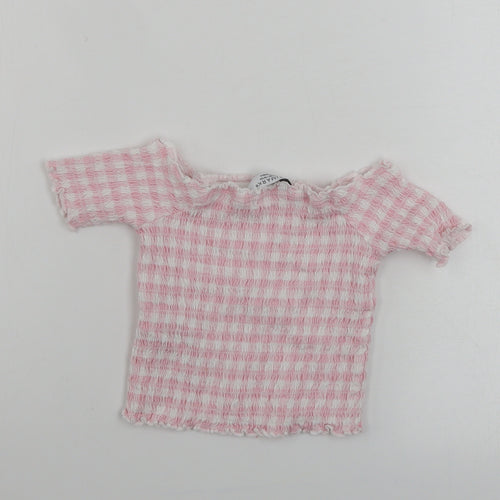Primark  Girls White Striped  Cropped T-Shirt Size 5-6 Years